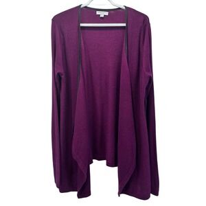 Katherine Barclay Montreal Cardigan‎ Sweater Open Drape Front Long Sleeve Size L